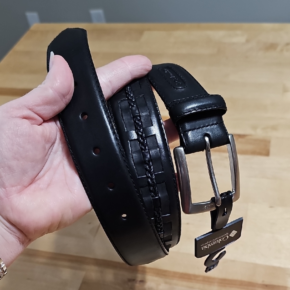 ⚫ NWT Columbia Sportswear River Lodge Braided Leather Belt Black Size 42
